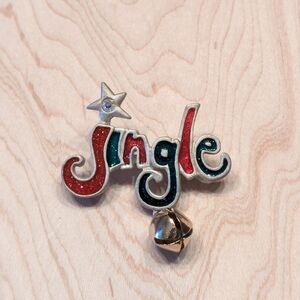 AJMC Vintage Silver Tone Enamel Jingle Brooch